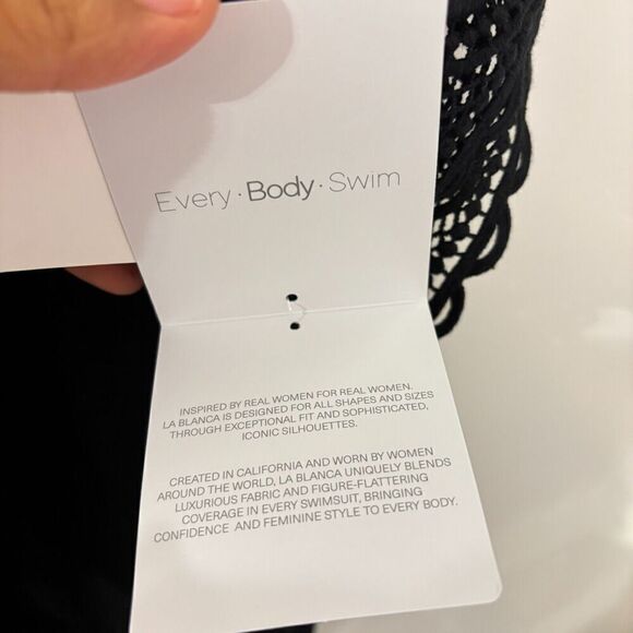 La Blanca Women's Tunic Swim Cover-Up Black Large Solid Short Sleeve V-Neck - Picture 7 of 10